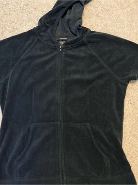 Vintage Express Black Hooded Zip-Up Short sleeve